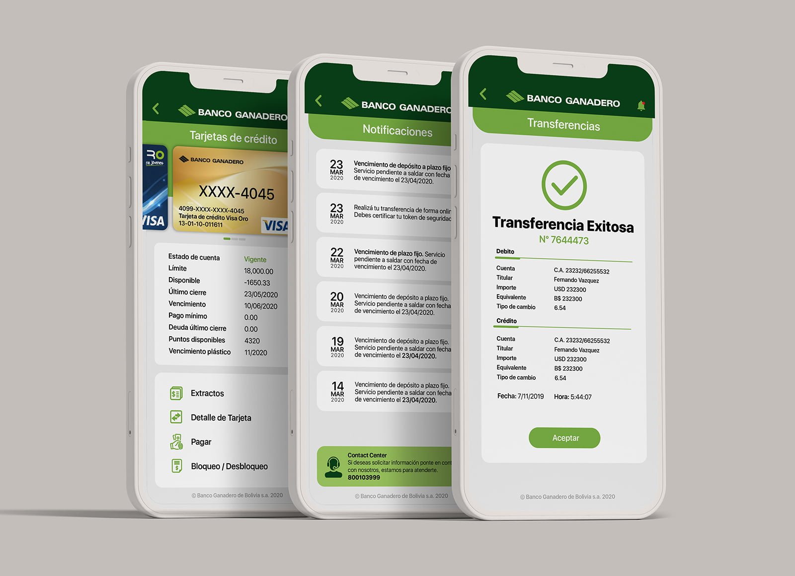 Banco Ganadero de Bolivia - Diseño de aplicación e identidad de marca. UX UI. Interfaz de usuario y experiencia.